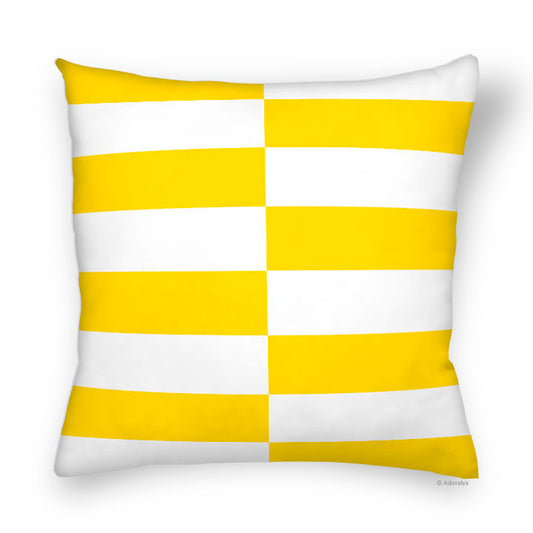 Cushion Cover | Rectangular Grid - White and Yellow