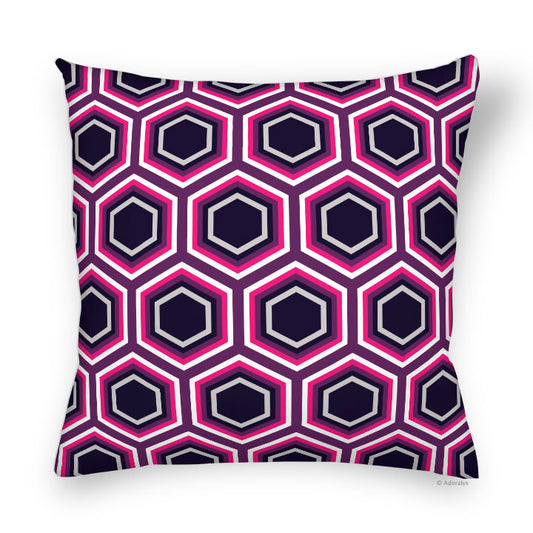 Housse de coussin | Motif hexagone - Mauve et rose