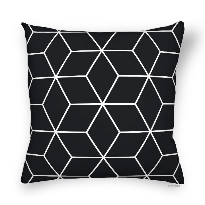 Cushion cover | Diamond line - Black and white