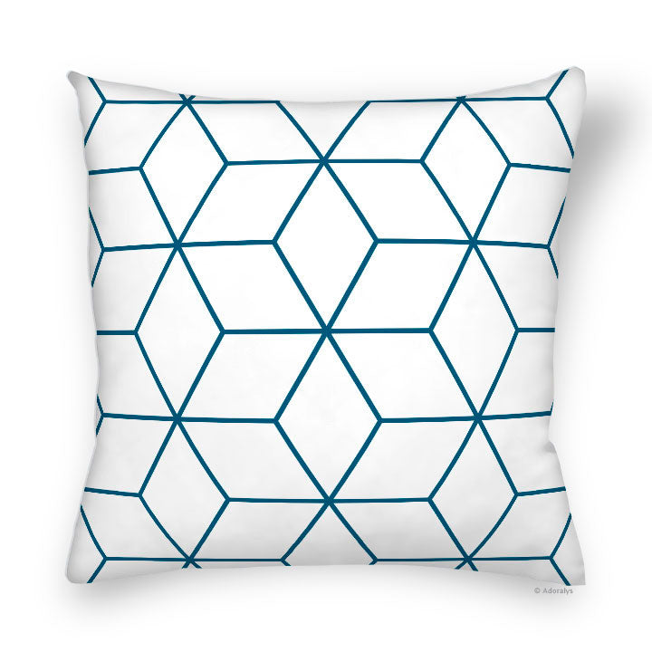 Cushion cover | Diamond line - White and blue