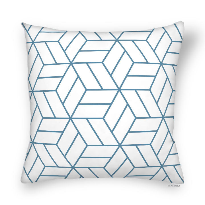 Housse de coussin | Parallélogramme - Blanche et bleue