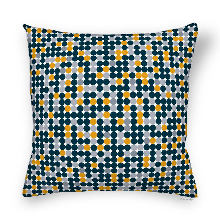 Cushion cover | Small dots - Yellow and gray