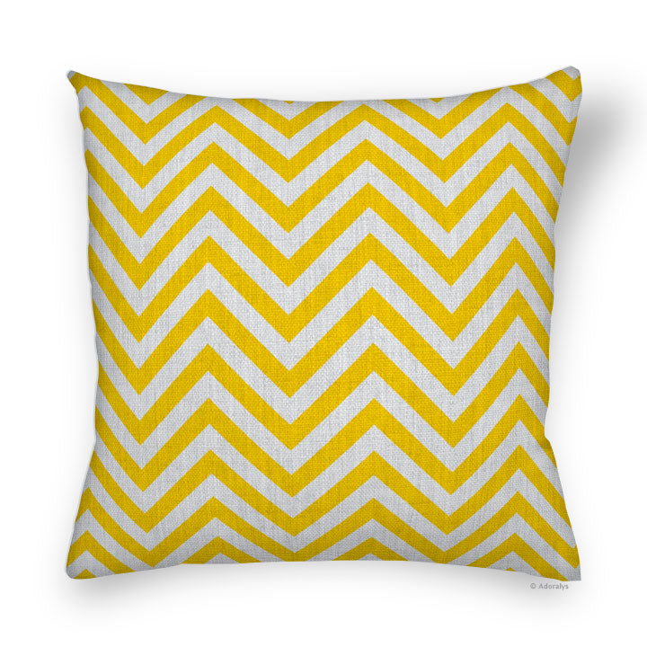 Cushion Cover | Thin Chevrons - Grey and Yellow