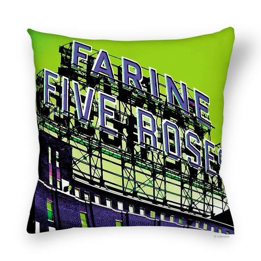 Cushion cover | Five Roses - Green and mauve