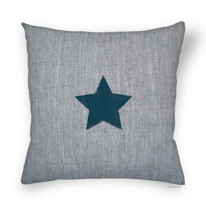 Cushion cover | Central star - Grey and blue