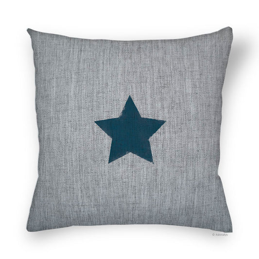 Cushion cover | Central star - Grey and blue
