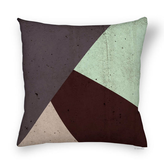 Cushion cover | Triangle design - Brown and turquoise