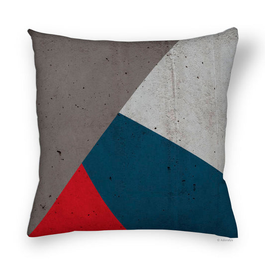 Cushion cover | Triangle design - Grey, red and blue