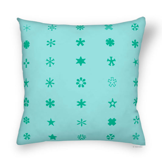Cushion cover | Multi-shaped stars - Turquoise