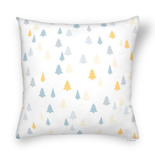 Cushion cover | Small fir trees - Yellow and blue