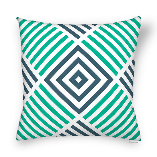 Cushion Cover | Multi-Square - Turquoise and Grey