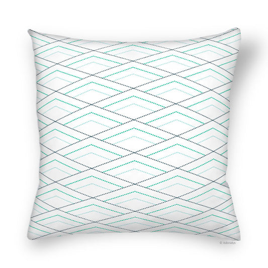 Cushion cover | Triple diamond - White and turquoise