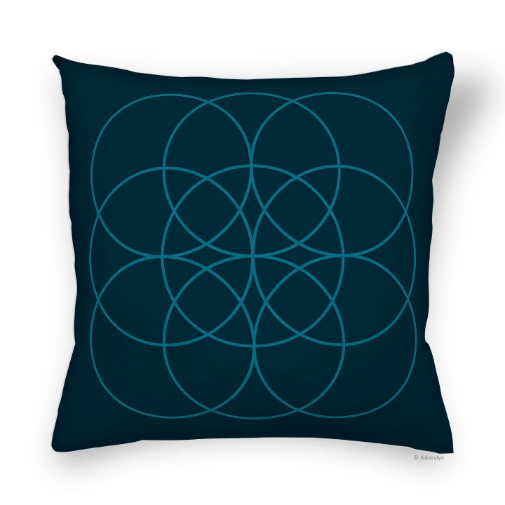 Housse de coussin | Multi-cercles - Bleue et turquoise
