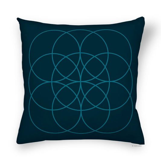 Cushion cover | Multi-circle - Blue and turquoise