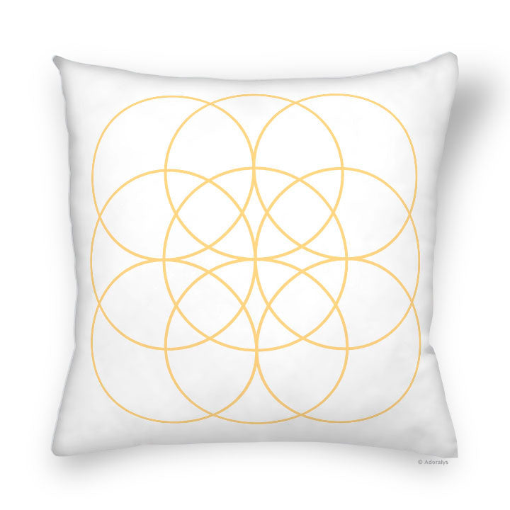 Cushion cover | Multi-circles - White and yellow