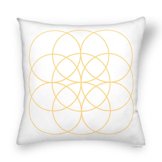 Cushion cover | Multi-circles - White and yellow