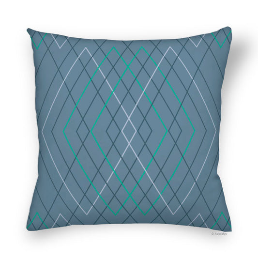 Cushion cover | Multi-diamond - Blue and turquoise