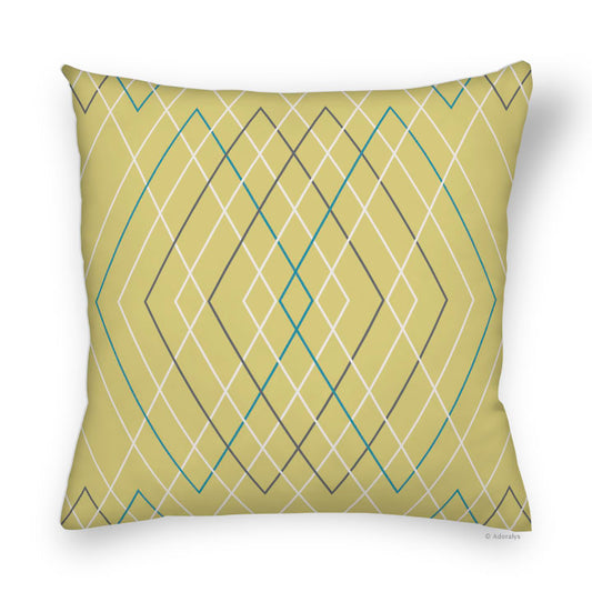 Cushion cover | Multi-diamond - Yellow and turquoise