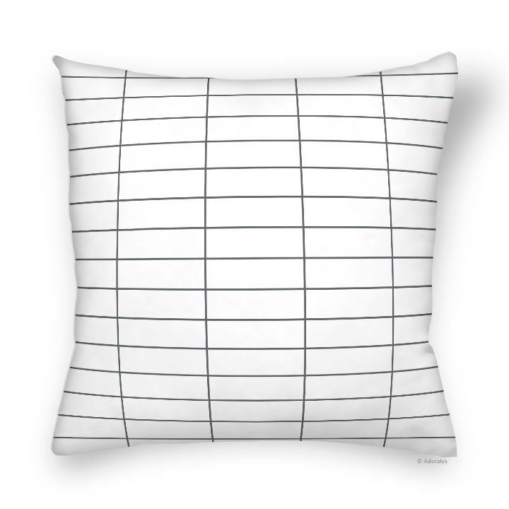 Cushion Cover | Rectangular Grid - White and Grey