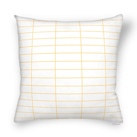 Cushion Cover | Rectangular Grid - White and Yellow