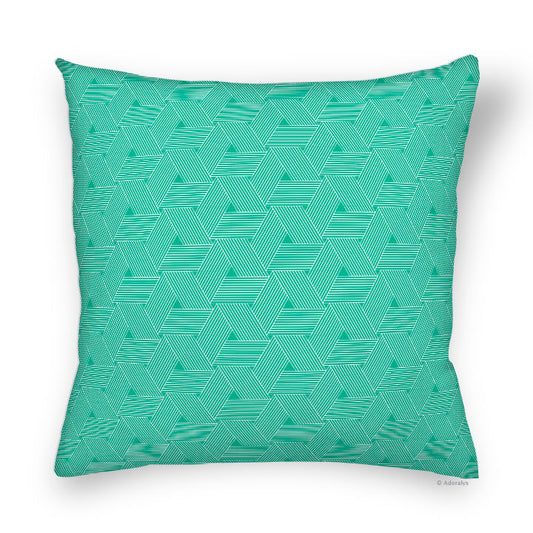 Housse de coussin | Lignes triangulées - Turquoise