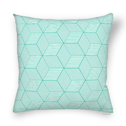Housse de coussin | Lignes cubiques - Turquoise