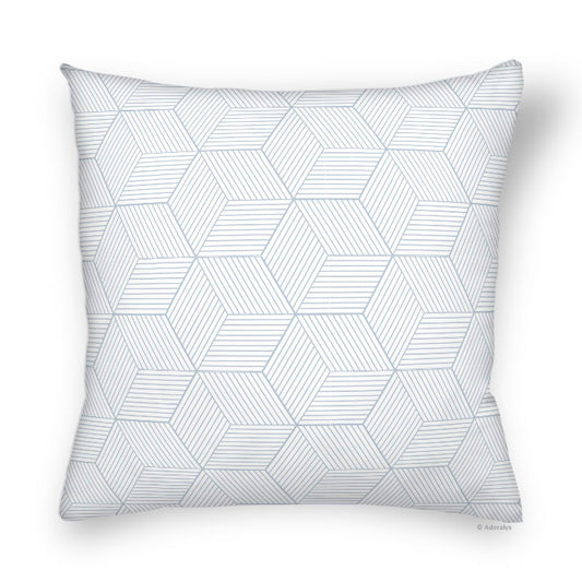 Housse de coussin | Lignes cubiques - Grise