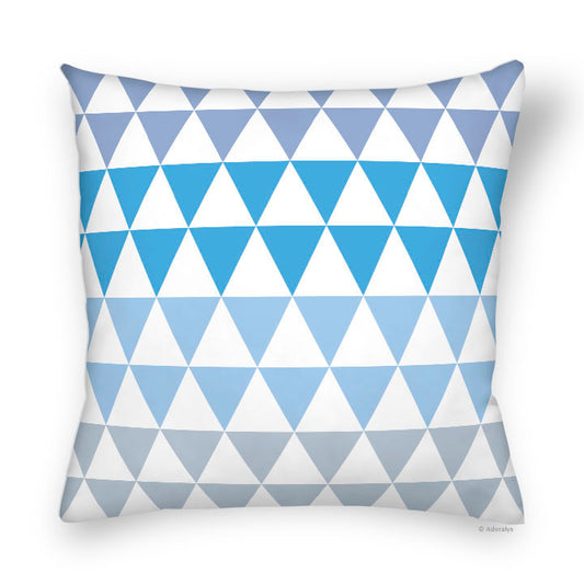 Housse de coussin | Motif petits triangles - Bleue