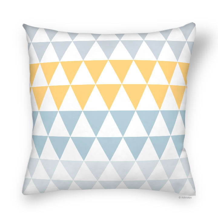 Housse de coussin | Motif petits triangles - Jaune et bleue