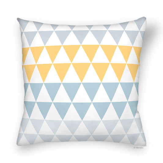 Housse de coussin | Motif petits triangles - Jaune et bleue